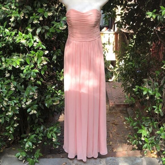 WATTERS NANCY 9540i CRINKLE CHIFFON STRAPLESS BRIDESMAID PROM FORMAL DRESS SZ 8 - Picture 13 of 16